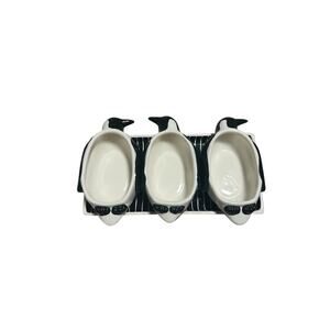 Boston Warehouse Penguin On Ice Condiment Serving Set HARD TO FIND